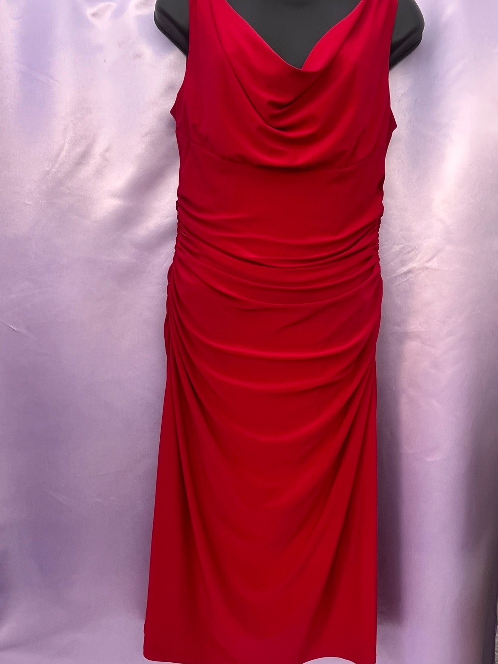 Lauren Ralph Lauren Red Sleeveless Cowl Midi Dress
